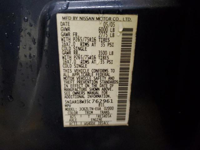 5N1AR18W35C762961 - 2005 NISSAN PATHFINDER LE 蓝色 照片 12