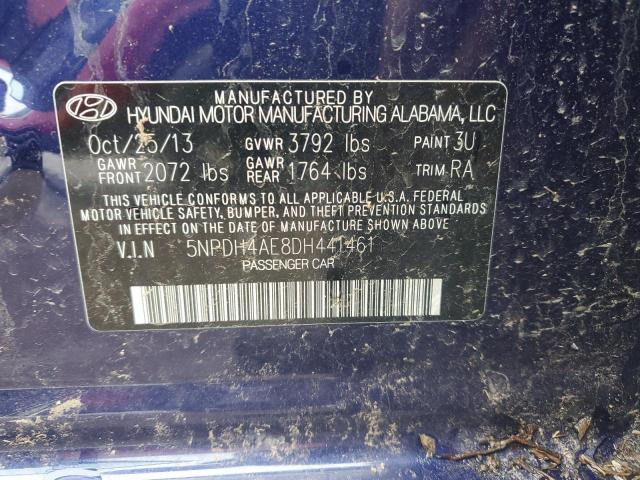 5NPDH4AE8DH441461 - 2013 HYUNDAI ELANTRA GLS BLUE photo 12