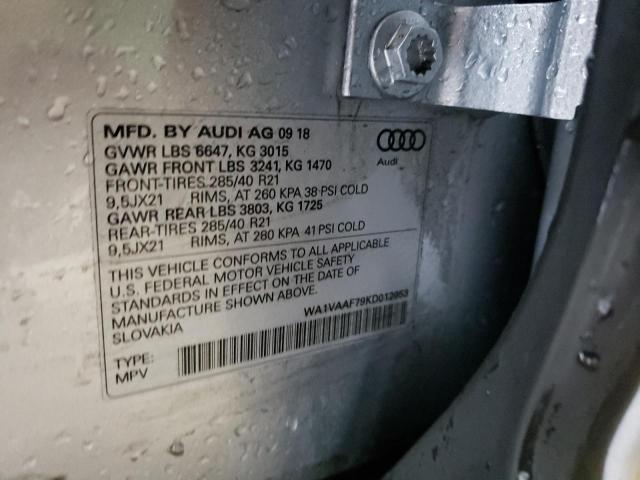 WA1VAAF79KD012053 - 2019 AUDI Q7 PRESTIGE SILVER photo 13