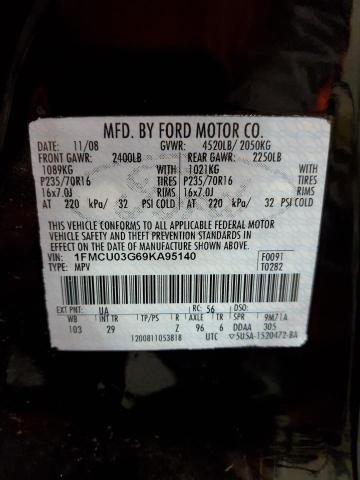 1FMCU03G69KA95140 - 2009 FORD ESCAPE XLT BLACK photo 13