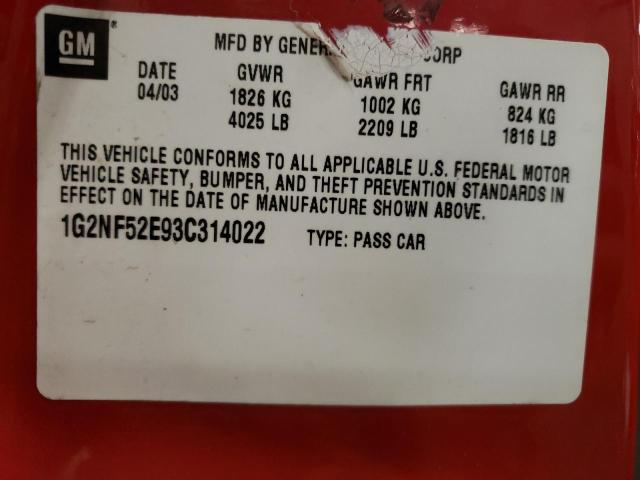 1G2NF52E93C314022 - 2003 PONTIAC GRAND AM G SE1 RED photo 13