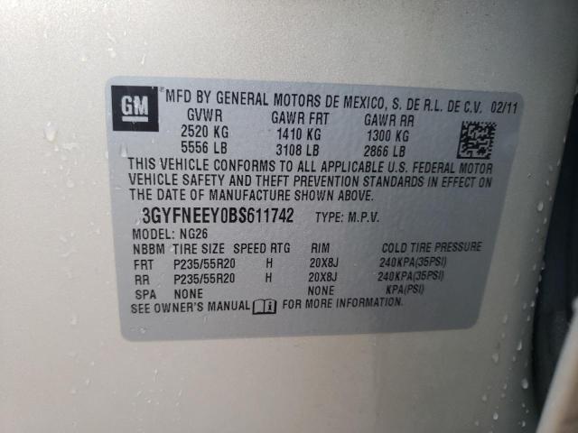 3GYFNEEY0BS611742 - 2011 CADILLAC SRX PERFORMANCE COLLECTION Бежевый фото 14