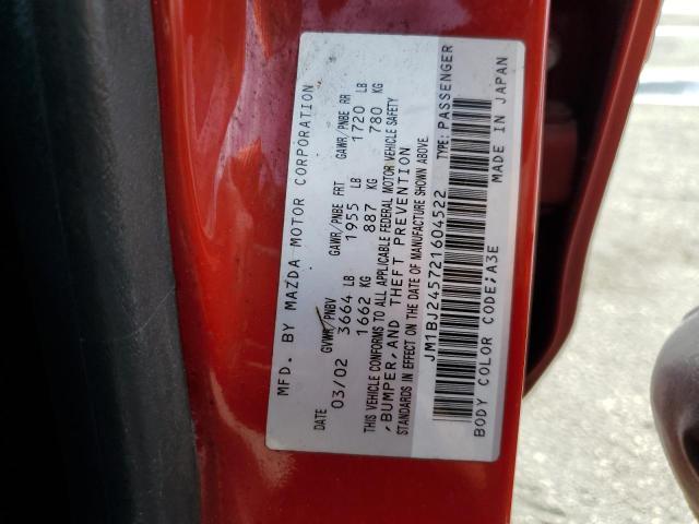 JM1BJ245721604522 - 2002 MAZDA PROTOGE5 PR5 红色 照片 12