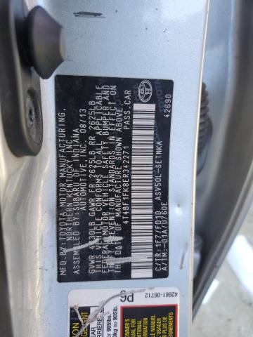 4T4BF1FK8ER342271 - 2014 TOYOTA CAMRY L SILVER photo 12