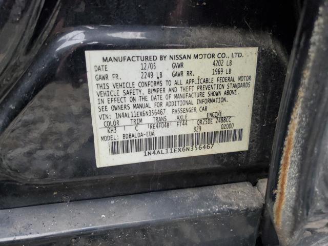 1N4AL11EX6N356467 - 2006 NISSAN ALTIMA S BLACK photo 12