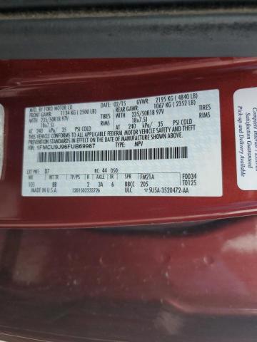 1FMCU9J96FUB69987 - 2015 FORD ESCAPE TITANIUM RED photo 13