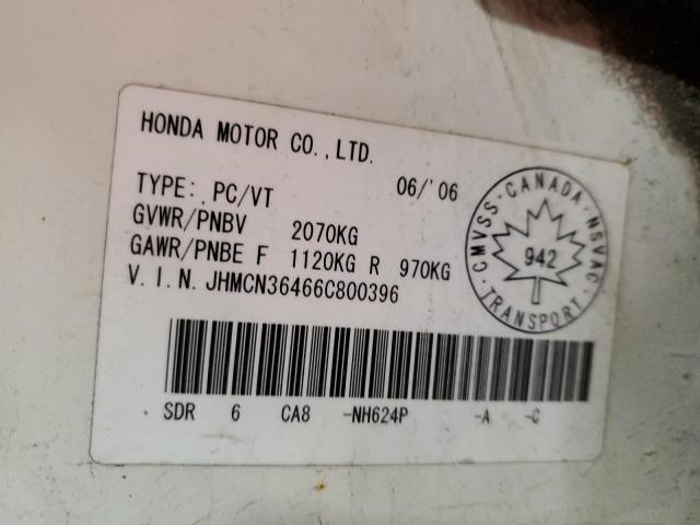 JHMCN36466C800396 - 2006 HONDA ACCORD HYBRID WHITE photo 12