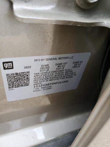 1G1ZG5ST0NF211090 - 2022 CHEVROLET MALIBU RS GOLD photo 13