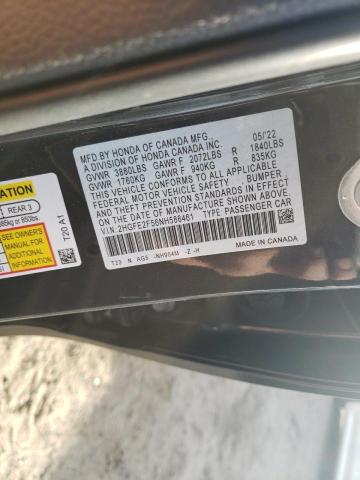 2HGFE2F56NH586461 - 2022 HONDA CIVIC SPORT 黑色 照片 12