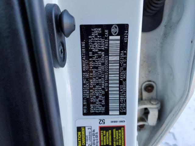 4T1B11HK0JU030655 - 2018 TOYOTA CAMRY L WHITE photo 12