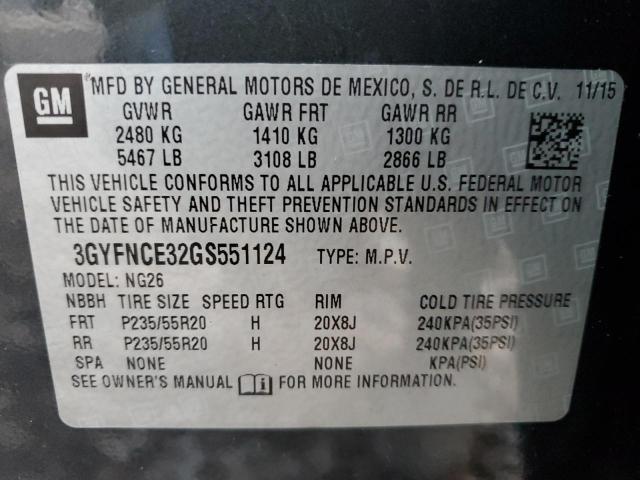 3GYFNCE32GS551124 - 2016 CADILLAC SRX PERFORMANCE COLLECTION Сұр фото 12