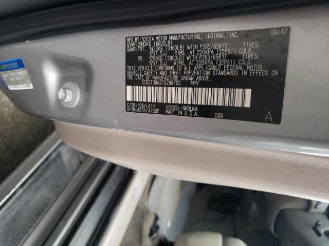 5TDZT38A27S298703 - 2007 TOYOTA SEQUOIA LIMITED SILVER photo 13