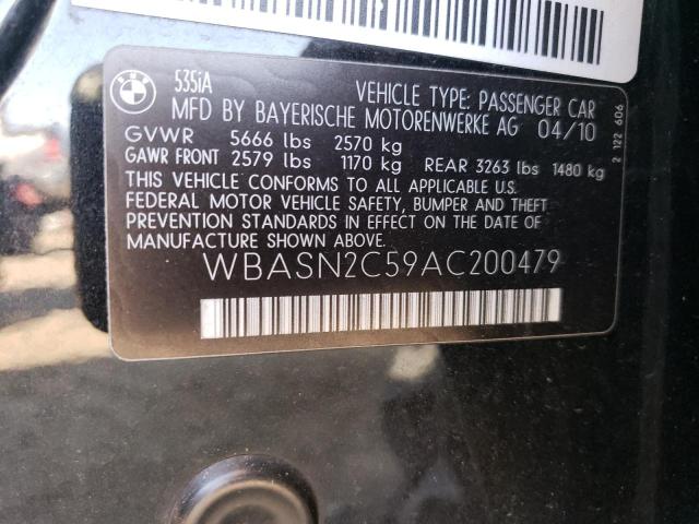WBASN2C59AC200479 - 2010 BMW 535 GT BLACK photo 12
