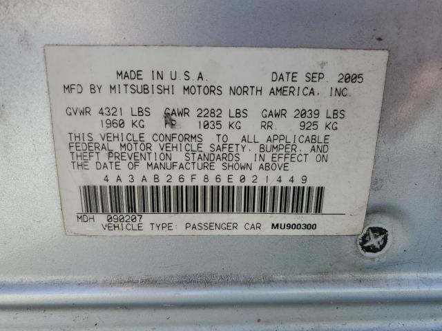 4A3AB26F86E021449 - 2006 MITSUBISHI GALANT DE SILVER photo 13