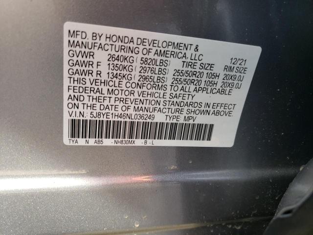 5J8YE1H46NL036249 - 2022 ACURA MDX TECHNOLOGY SILVER photo 12