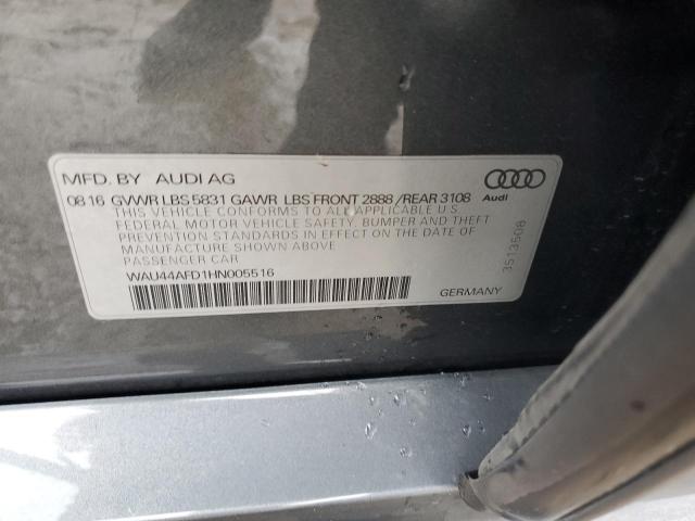 WAU44AFD1HN005516 - 2017 AUDI A8 L QUATTRO GRAY photo 12