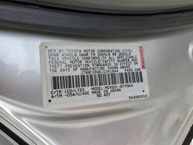 JT8BF28G610341844 - 2001 LEXUS ES 300 SILVER photo 12