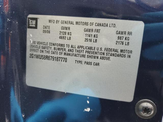 2G1WU58R679187770 - 2007 CHEVROLET IMPALA LTZ BLUE photo 12