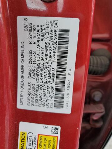 1HGCV3F19JA009468 - 2018 HONDA ACCORD HYBRID RED photo 12