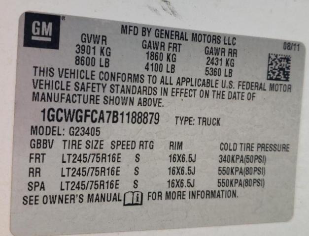 1GCWGFCA7B1188879 - 2011 CHEVROLET EXPRESS G2 WHITE photo 13