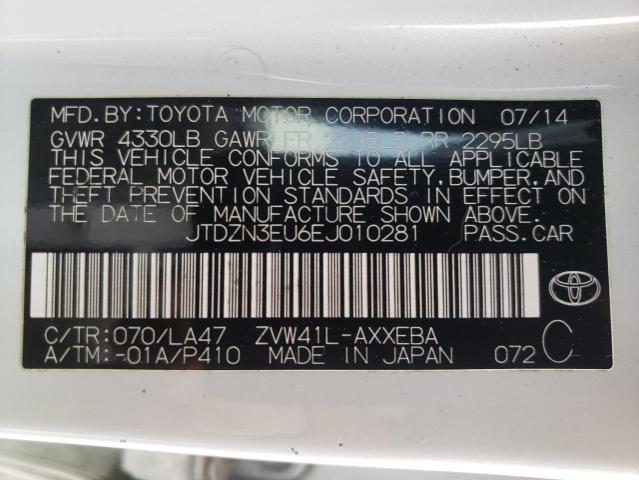 JTDZN3EU6EJ010281 - 2014 TOYOTA PRIUS V WHITE photo 14