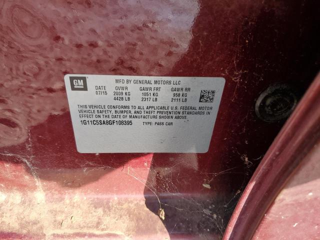 1G11C5SA8GF108395 - 2016 CHEVROLET MALIBU LIM LT 栗色 照片 12