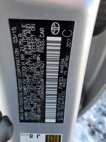 JTDKN3DU4F1947621 - 2015 TOYOTA PRIUS GRAY photo 13