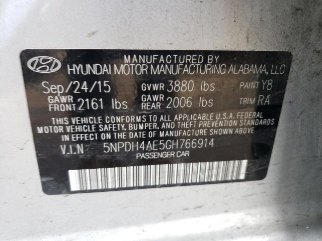 5NPDH4AE5GH766914 - 2016 HYUNDAI ELANTRA SE SILVER photo 12