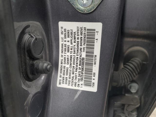 19XZE4F94KE000289 - 2019 HONDA INSIGHT TOURING GRAY photo 12