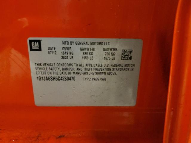 1G1JA6SH5C4230470 - 2012 CHEVROLET SONIC LS 橙色 照片 12