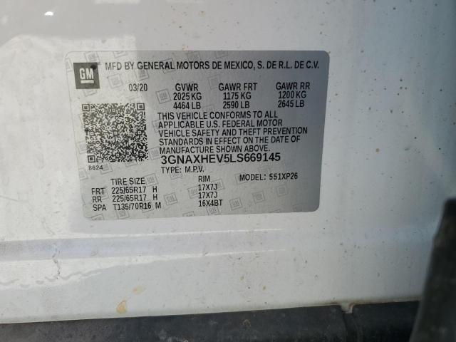 3GNAXHEV5LS669145 - 2020 CHEVROLET EQUINOX LS SILVER photo 12