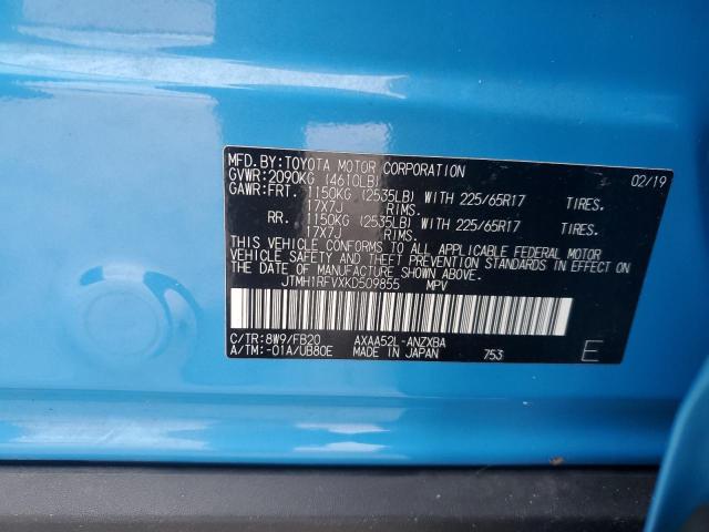 JTMH1RFVXKD509855 - 2019 TOYOTA RAV4 LE BLUE photo 13