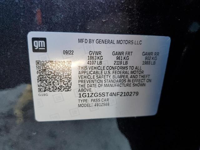 1G1ZG5ST4NF210279 - 2022 CHEVROLET MALIBU RS BLACK photo 12