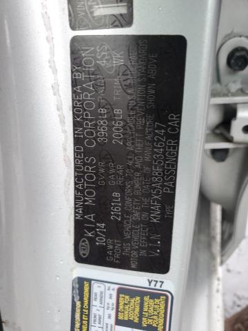 KNAFX5A88F5346247 - 2015 KIA FORTE EX SILVER photo 12