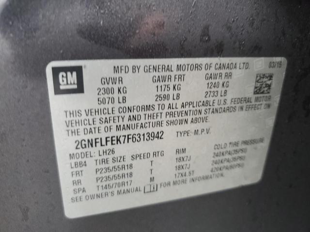 2GNFLFEK7F6313942 - 2015 CHEVROLET EQUINOX LT CHARCOAL photo 13