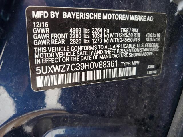 5UXWZ7C39H0V88361 - 2017 BMW X3 SDRIVE28I BLUE photo 14