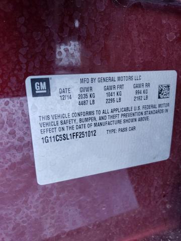 1G11C5SL1FF251012 - 2015 CHEVROLET MALIBU 1LT BURGUNDY photo 12
