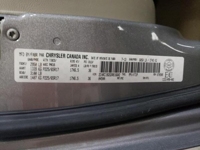 2C4RC1BG5DR816602 - 2013 CHRYSLER TOWN & COU TOURING ნაცრისფერი ფოტო 14