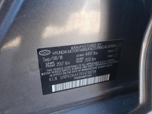 5NPE24AF7KH738734 - 2019 HYUNDAI SONATA SE GRAY photo 13