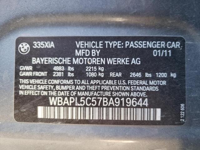 WBAPL5C57BA919644 - 2011 BMW 335 XI GRAY photo 12