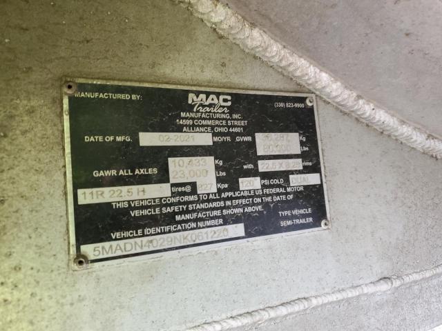 5MADN4029NK061220 - 2022 MAC DUMP TRAIL 银色 照片 10