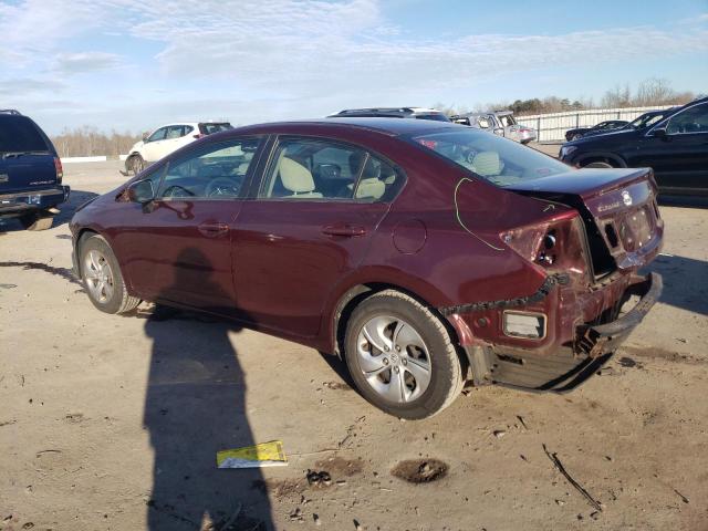 19XFB2F58FE265350 - 2015 HONDA CIVIC LX BURGUNDY photo 2