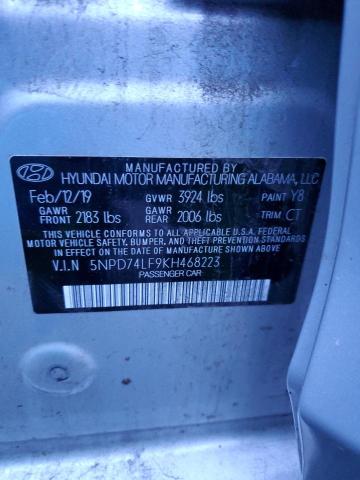 5NPD74LF9KH468223 - 2019 HYUNDAI ELANTRA SE SILVER photo 12