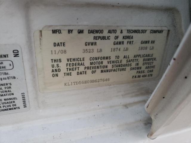 KL1TD56E09B627646 - 2009 CHEVROLET AVEO LS 白色 照片 13