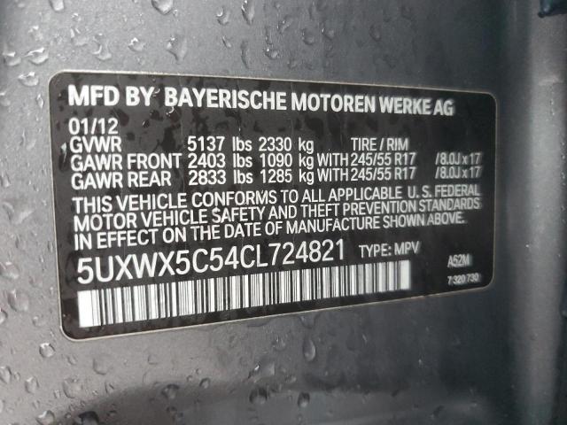 5UXWX5C54CL724821 - 2012 BMW X3 XDRIVE28I GRAY photo 13