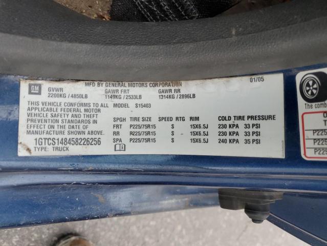 1GTCS148458226256 - 2005 GMC CANYON BLUE photo 12