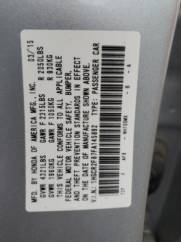 1HGCR2F87FA145892 - 2015 HONDA ACCORD EXL SILVER photo 12