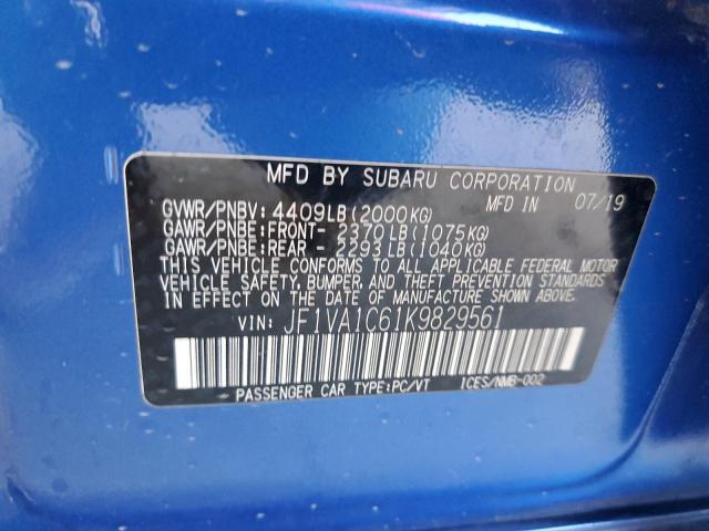 JF1VA1C61K9829561 - 2019 SUBARU WRX PREMIUM BLUE photo 12