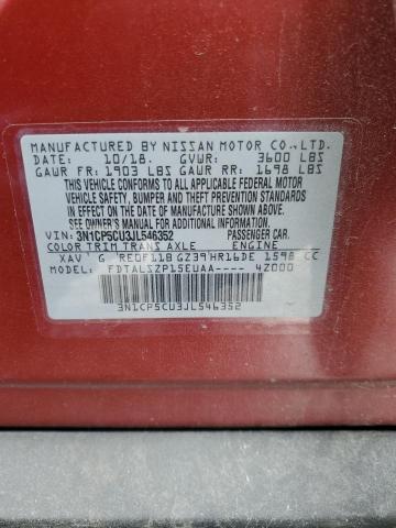 3N1CP5CU3JL546352 - 2018 NISSAN KICKS S MAROON photo 13