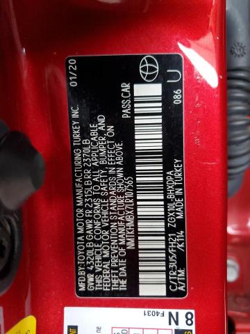 NMTKHMBX7LR107565 - 2020 TOYOTA C-HR XLE RED photo 12